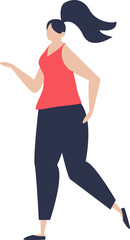 Confident young woman walking, embodying body positivity and self-love.