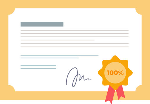 Diploma certificate with a gold seal indicating a 100% mark, symbolizing perfect achievement.