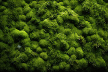 Processed collage of mossy forest ground surface texture. Background for banner, backdrop