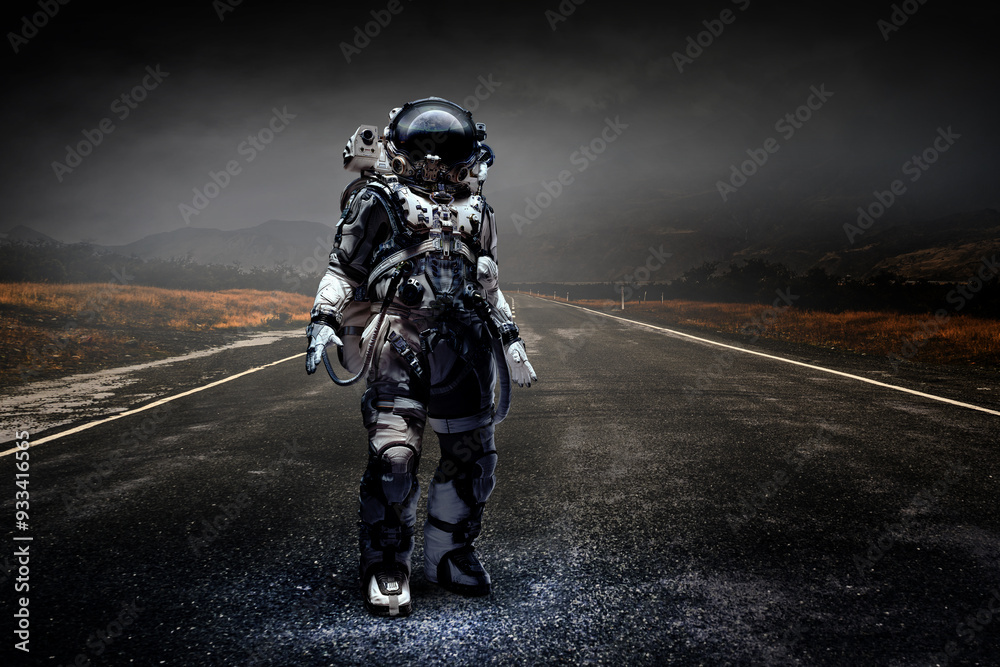Canvas Prints astronaut walking on an unexplored planet