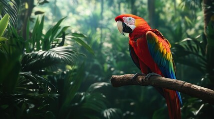 Obraz premium Scarlet Macaw in Tropical Foliage