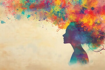 Colorful abstract silhouette of a woman’s profile