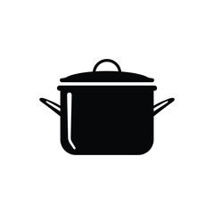 Cooking pan black and white flat vector icon design. Cooking pan symbol and clip art