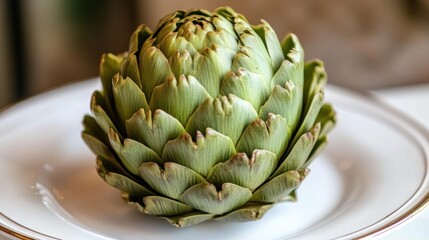 Artichoke on a White Plate