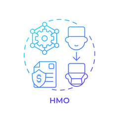 Fototapeta premium HMO blue gradient concept icon. Advantage health plan. Health maintenance organization. Primary care. Round shape line illustration. Abstract idea. Graphic design. Easy to use in brochure