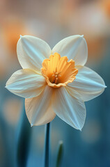 Fototapeta premium Close up photo of a daffodil petal in soft pastel yellow