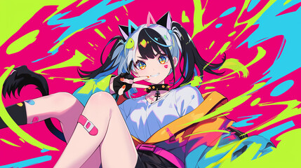 Bold Graphic Anime Girl Illustration