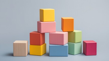 Obraz premium A set of children's building blocks in various shapes and colors