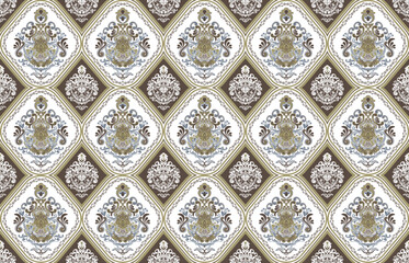 Fabric Pattern_A55;Ornate Floral Damask Pattern