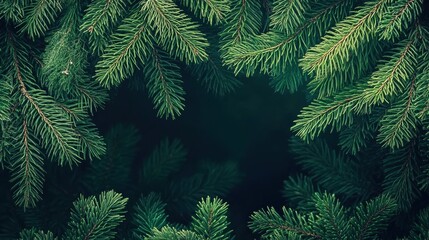 A close up of a green christmas tree with branches, AI
