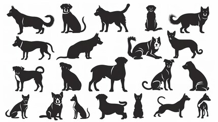 Set of Cavalier King Charles Spaniel dog puppy isolated cutout on transparent background.