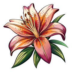 Lily illustration, Lily flower vector art, Lily flower illustration, Lily vector,  illustration of Lily isolated on white