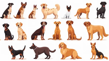 Set of Cavalier King Charles Spaniel dog puppy isolated cutout on transparent background.