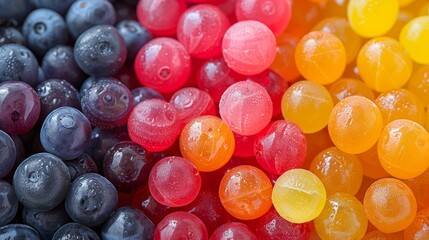 Colorful fruit candies arranged in a vibrant assortment