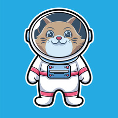 cartoon cute cat wearing astronaut costume mascot logo illustration