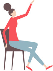Illustration of a woman sitting on a chair, gesturing with her hand as if in conversation, depicting communication or a casual talk.