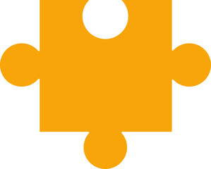 A single yellow puzzle piece isolated on white, symbolizing uniqueness or a missing element.