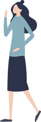 Fototapeta premium Illustration of a young female with long hair, walking confidently.