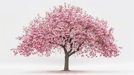 Obraz premium A vibrant cherry tree in full bloom, its delicate petals cascading like a waterfall of pink and white