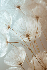 Extreme close-up of delicate dandelion seeds, macro photography