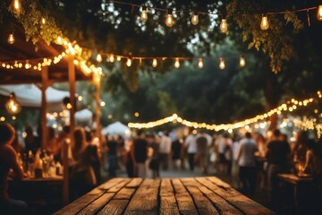 Fototapeta premium Outdoor Gathering with String Lights