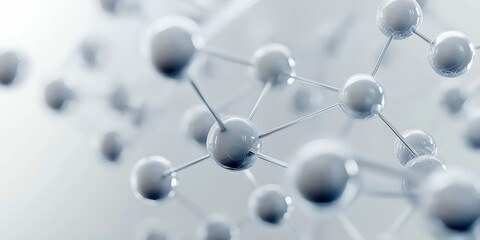 Abstract 3D Molecular Structure Network Against a Soft Blue Background