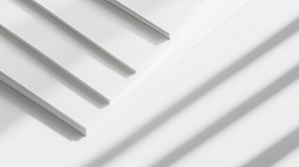 "Stunning Birds Eye View of Blank White Paper Stack on Table"