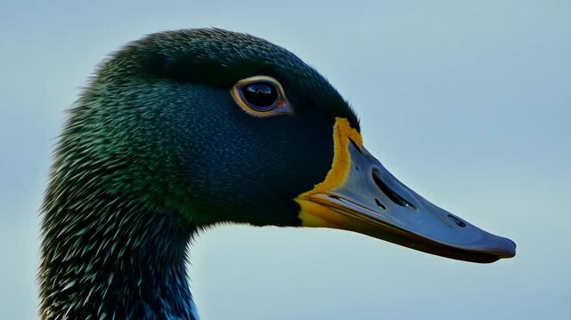 Close-up shot of a duck