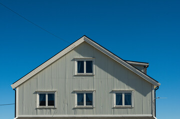 view of the village of Gjesvaer during a sunny spring day, north Cape, mageroya island, Norway