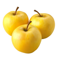 Golden apples isolated on a transparent background