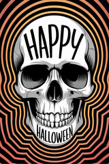 Fototapeta premium 3d skull poster with happy halloween text