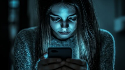 Victim harassment receiving threatening messages on their phone, feeling trapped and isolated as they navigate through a hurtful words
