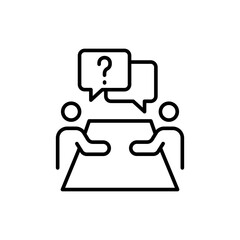 Job interview outline icons, minimalist vector illustration ,simple transparent graphic element .Isolated on white background