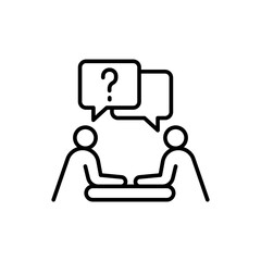Job interview outline icons, minimalist vector illustration ,simple transparent graphic element .Isolated on white background
