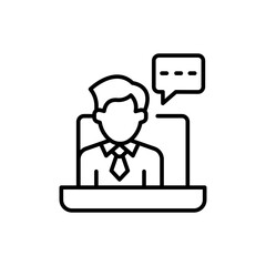 Job interview outline icons, minimalist vector illustration ,simple transparent graphic element .Isolated on white background