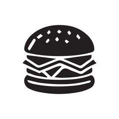 Burger silhouette Fast food icon, vector simple black isolated illustration.