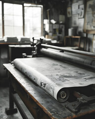 Obraz premium Printing press for mass media production.