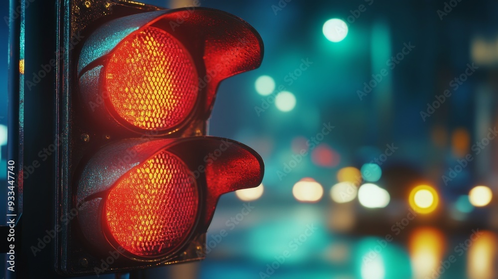 Aufkleber High-definition shot of a traffic light with a focus on the red signal and the clear, crisp details of the light design and functionality.
