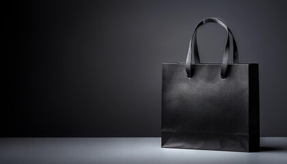 Shopping bag black friday sale concept on dark background with copy space fashion style, space for text