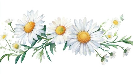 Obraz premium Watercolor bouquet of daisies and chamomile