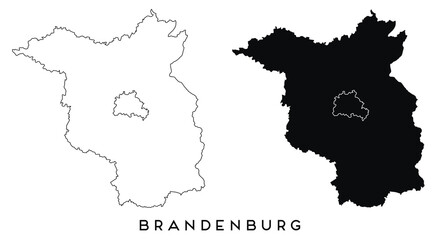 Brandenburg map outline and black silhouette vector