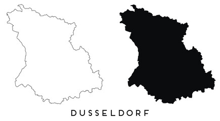 Dusseldorf map outline and black silhouette vector