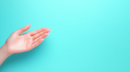 Open Hand Gesture on Light Blue Background