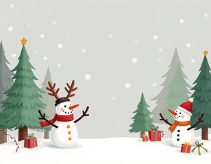 Whimsical Winter Forest Scene: Perfect for Christmas Cards and Holiday Decor