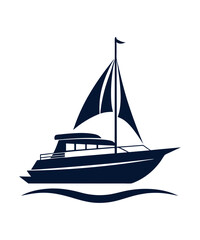 Yacht ship, water boat, yacht silhouette.