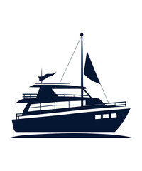 Yacht ship, water boat, yacht silhouette.