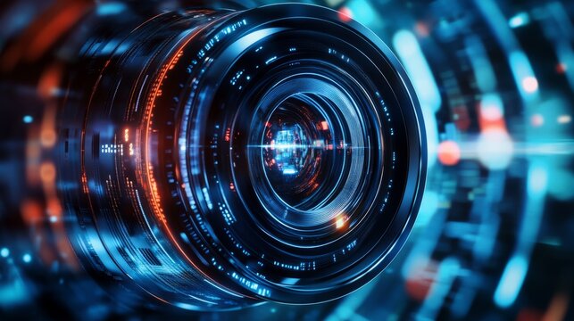 Lens of Clarity: High-Resolution Document Scanning, futuristic camera lens capturing documents with exceptional clarity and precision, transformation from analog to digital