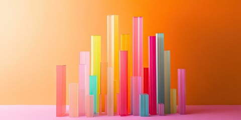 Obraz premium Colorful glass blocks on pink and orange background.