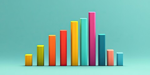Colorful bar graph on a blue background.