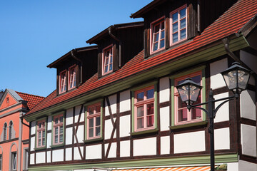 Historical architecture in Waren on Müritz, mecklenburg lake plateau, Germany
